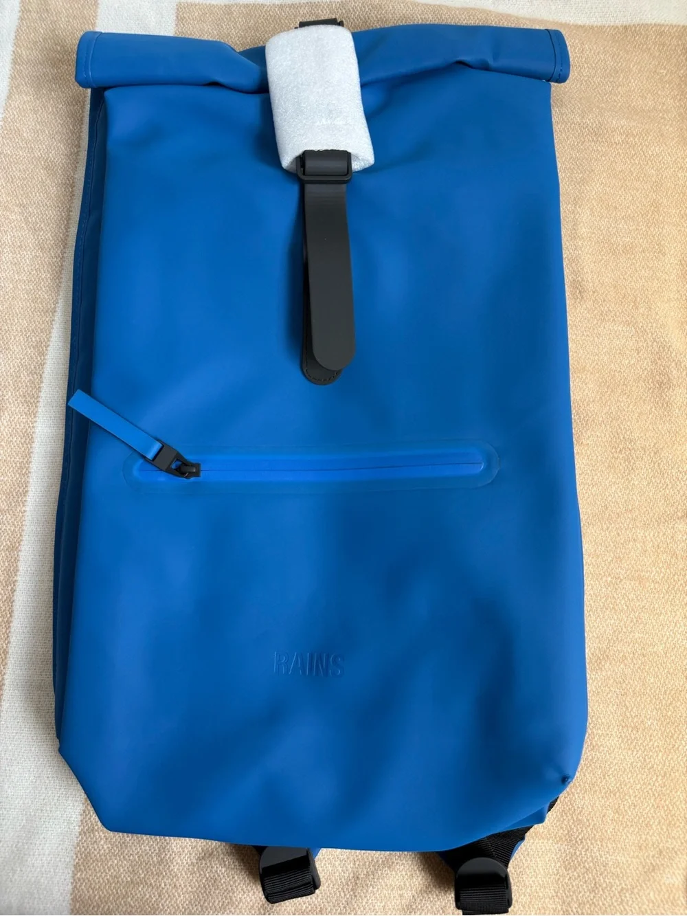 Rains Blue/ waves waterproof Roll-Top Backpack  new